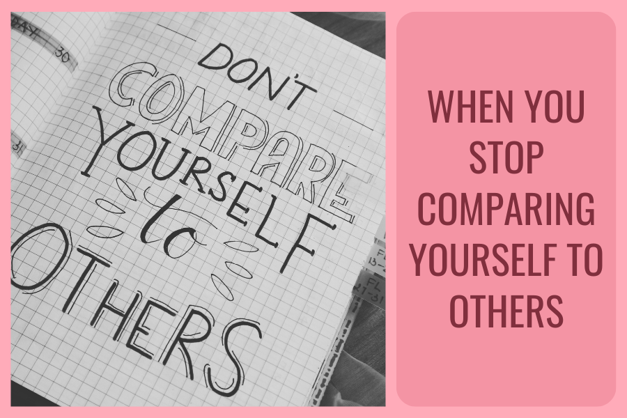 A page of a notebook with 'don't compare yourself to others' written in pencil