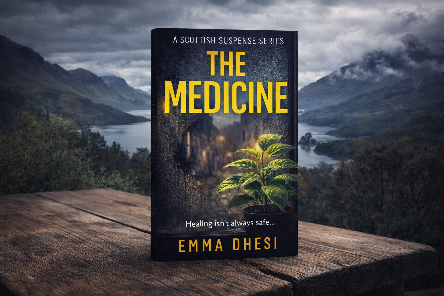 The Medicine by Emma Dhesi, a psychological suspense novel set in Scotland